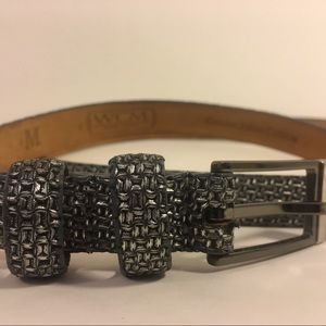 WCM New York Vintage Texture Metallic Leather Belt